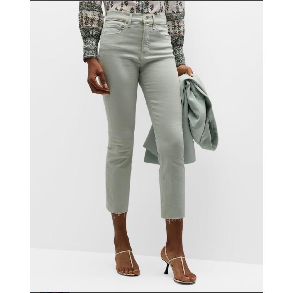 Veronica Beard Carly Kick Flare Crop High Rise Jeans Silver Sage Women's Size 28